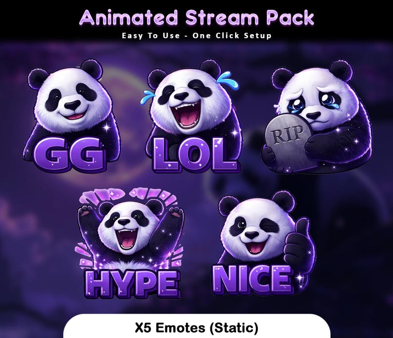 Moonlight Panda Animated Stream Package: for Twitch Overlay, Youtube ...