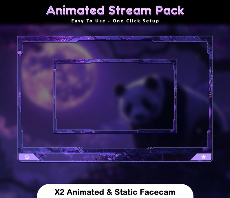 Moonlight Panda Animated Stream Package: for Twitch Overlay, Youtube ...