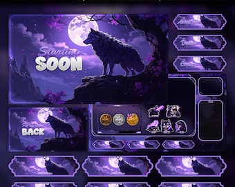 Midnight Wolf Animated Stream Package: For Twitch Overlay, YouTube, Kick | Wolf Overlays