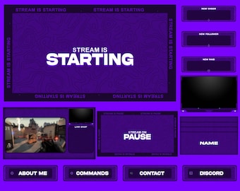 Animated Purple Stream Package: For Twitch Overlay, YouTube, Kick, Facecam, Alerts, Stream Overlays