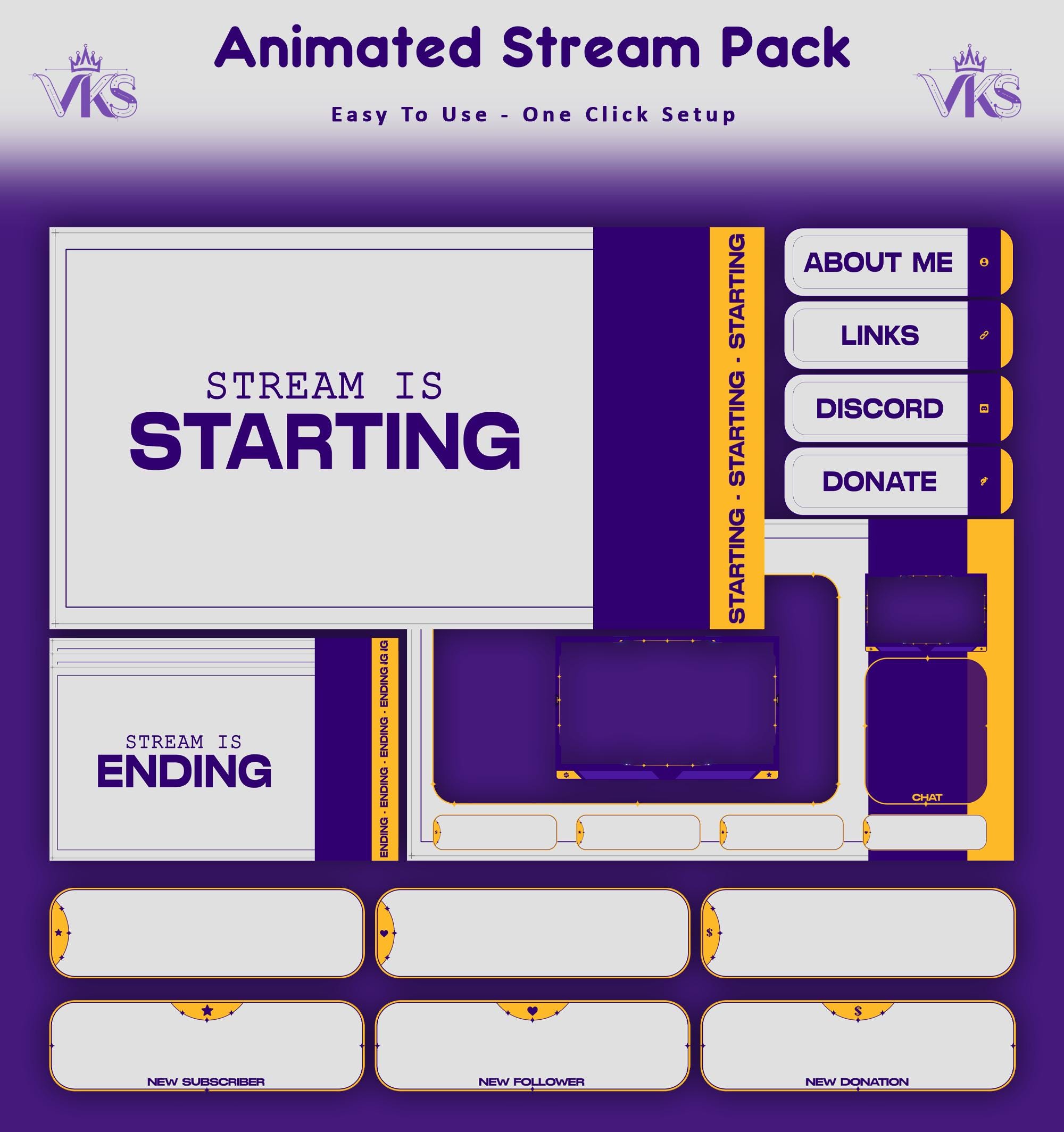 Y2K Retro Animated Stream Package : For Twitch Overlay, YouTube, Kick, Facecam, Alerts, Basketball Overlays - animated preview