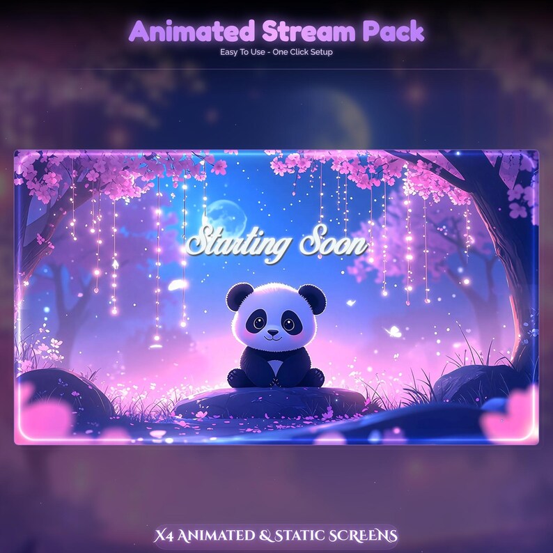 Sakura Dream Panda Overlay Animated Stream Package: Twitch, Youtube ...