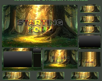 Green Forest Animated Stream Package: For Twitch Overlay, YouTube, Kick, Facecam, Alerts, Stream Overlays