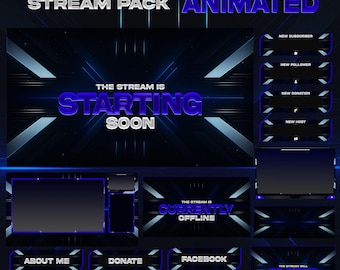 Animated Modern Abstract Stream Package: For Twitch Overlay, YouTube, Kick | Facecam, Alerts, Stream Overlays