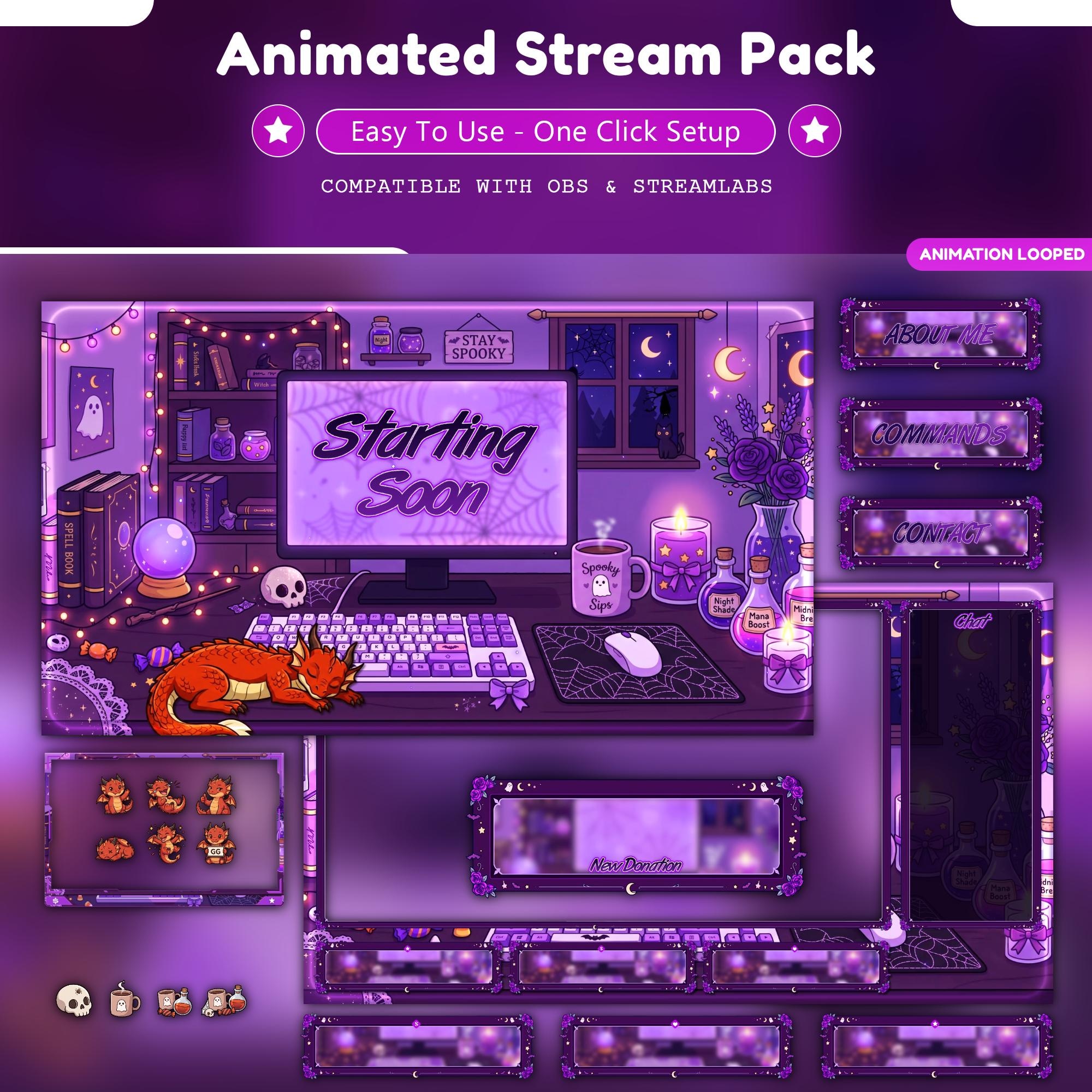 Halloween Dragon Overlay Animated Stream Package - animated dragon Twitch stream overlay pack cover