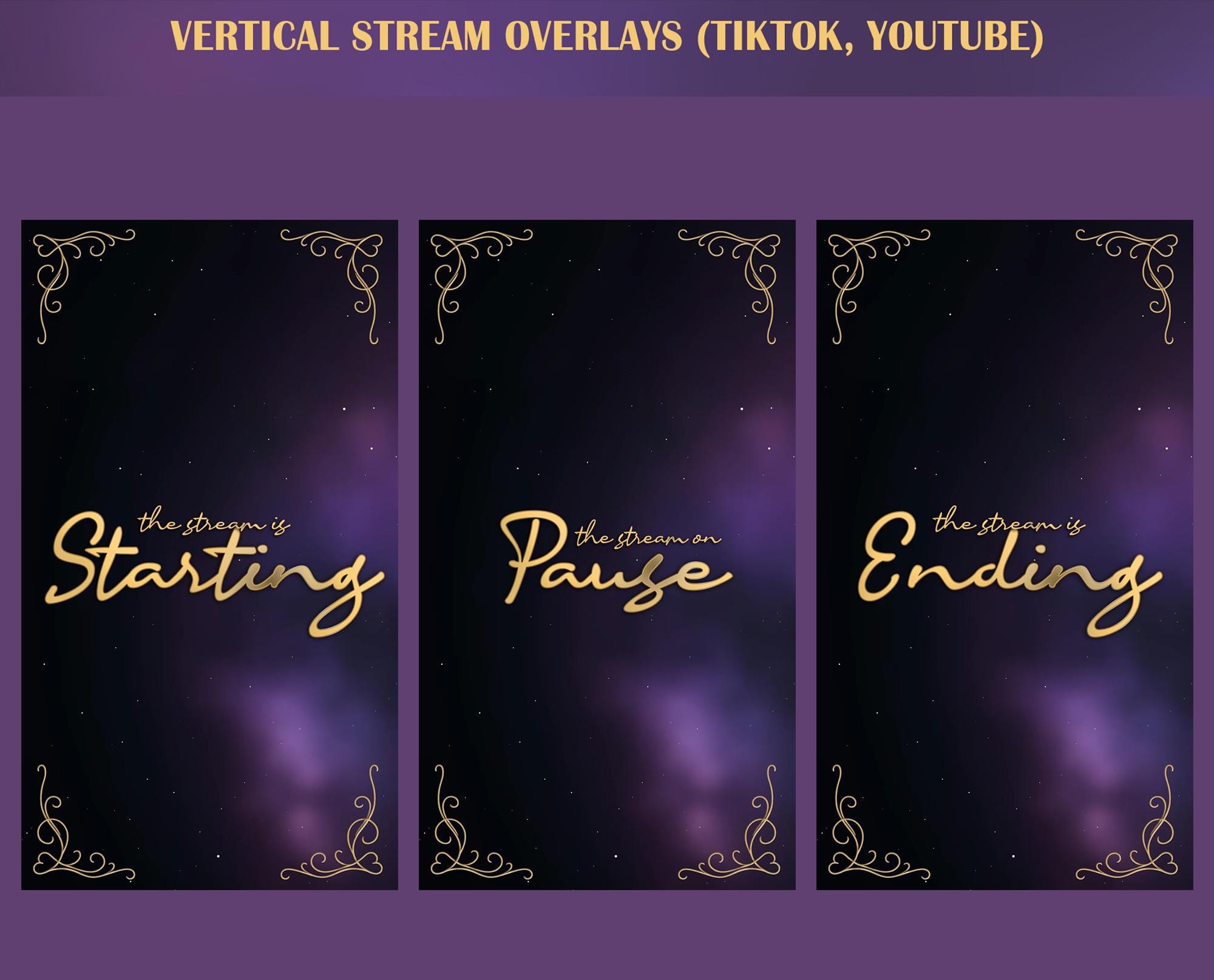 Royal Purple Animated TikTok Stream Overlay Package, TikTok Overlays (Digital Download) - animated preview