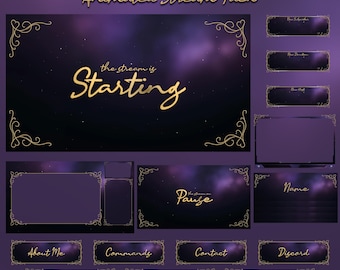 Royal Purple Animated Stream-paket: För Twitch Overlay, YouTube, Kick, Facecam, aviseringar, Stream Overlays