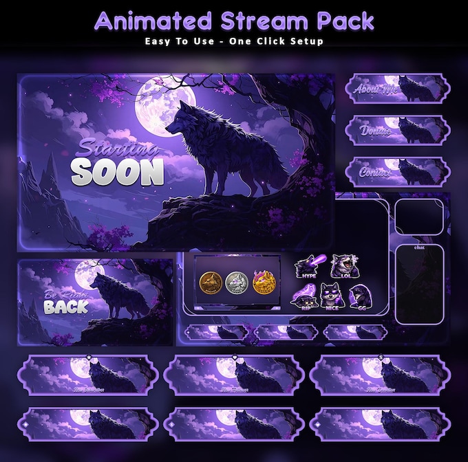 Custom commission overlay screen 6 - animated Twitch stream package by VectorKingStudio