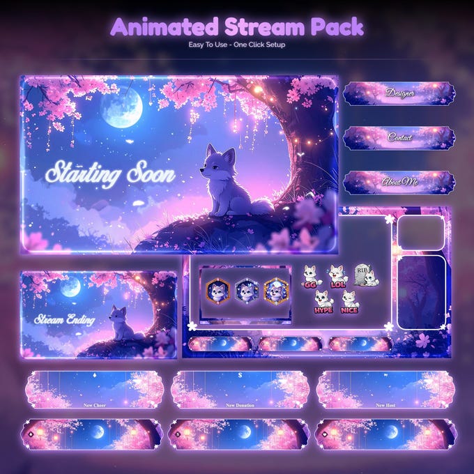 Custom commission overlay screen 10 - animated Twitch stream package by VectorKingStudio