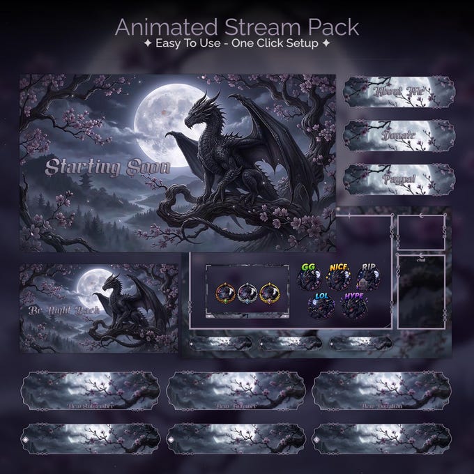 Custom commission overlay screen 11 - animated Twitch stream package by VectorKingStudio