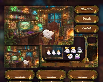 Cozy Ghost Overlay Animated Stream Package: Twitch, YouTube, Kick | Gaming Setup Overlays
