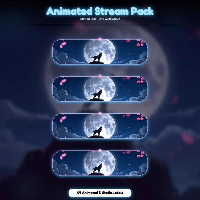Celestial Wolf Animated Stream Package: for Twitch Overlay, Youtube ...