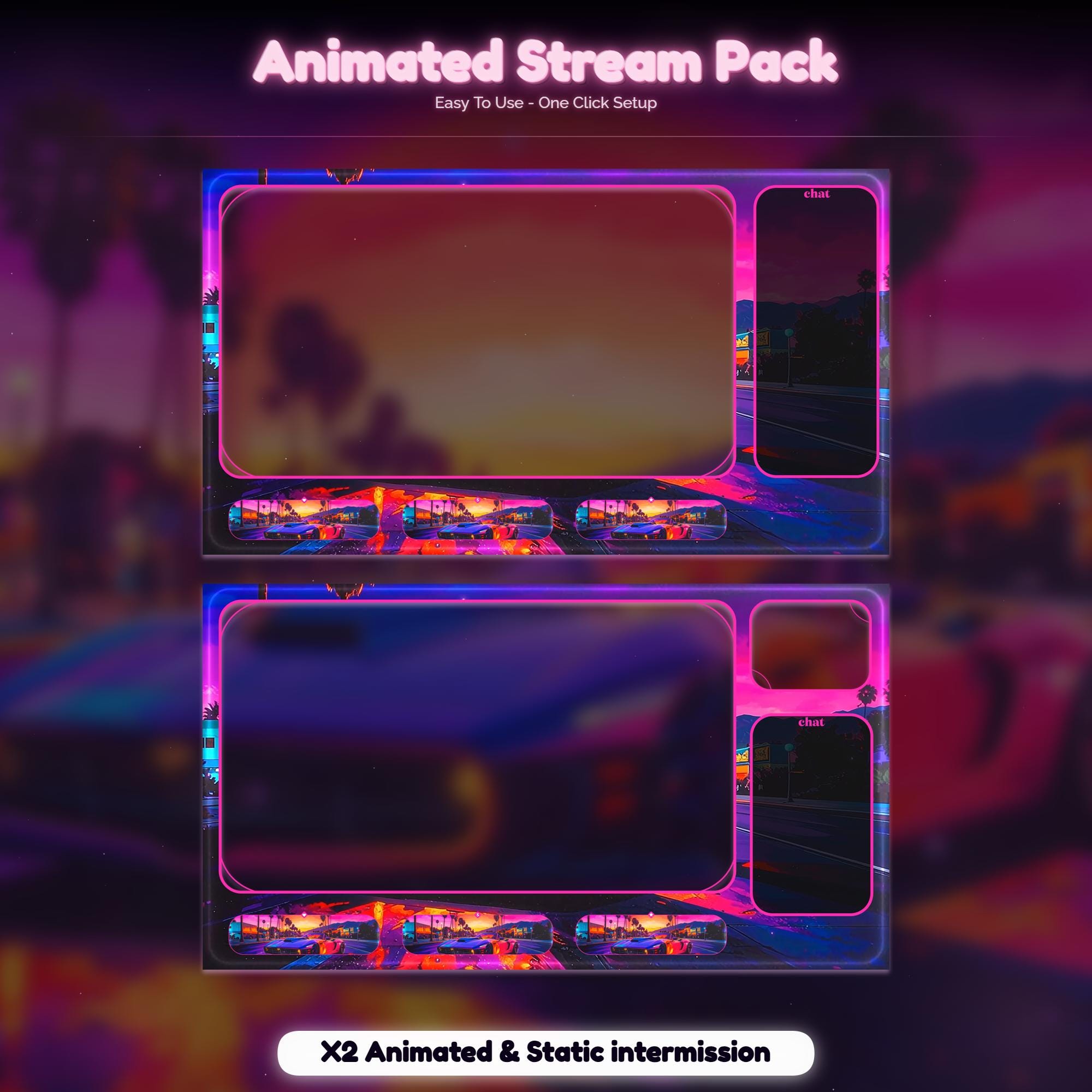 Drive Box Animation Retro Drive Overlay Animated Stream Package: Twitch Overlay, Youtube ...