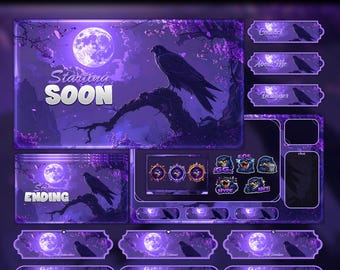 Moonlight Falcon Animated Stream Package: For Twitch Overlay, YouTube, Kick | Hawk twitch overlays