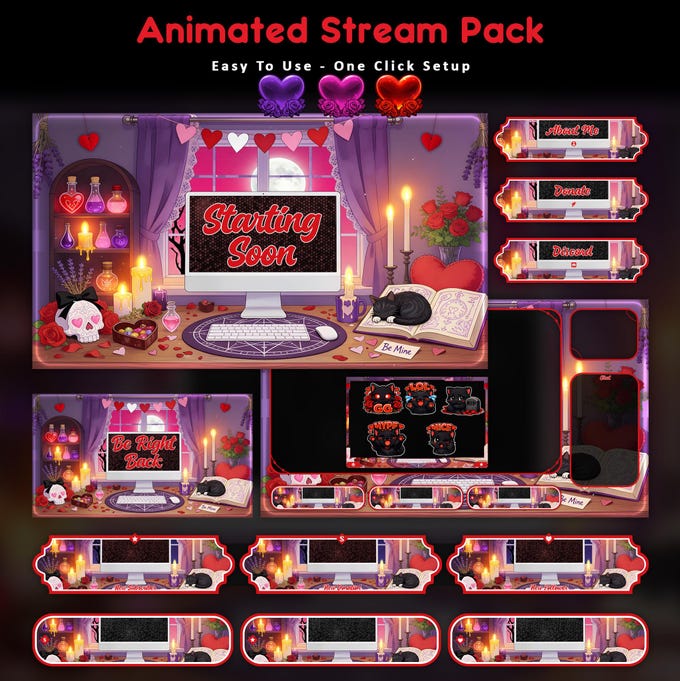 Custom commission overlay screen 14 - animated Twitch stream package by VectorKingStudio