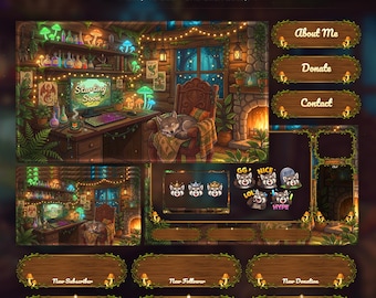 Cozy Wolf Overlay Animated Stream Package: Twitch, YouTube, Kick | Gaming Setup Overlays