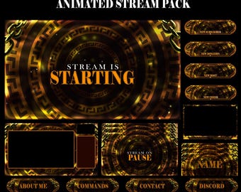 Gold Chains Animated Stream Package: For Twitch Overlay, YouTube, Kick, Facecam, Alerts, Stream Overlays