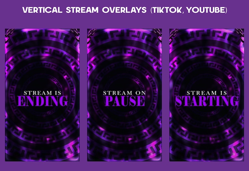 Purple Chains Animated Tiktok Stream Overlay Package, Tiktok Overlays ...