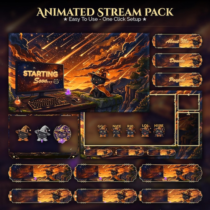 Custom commission overlay screen 8 - animated Twitch stream package by VectorKingStudio