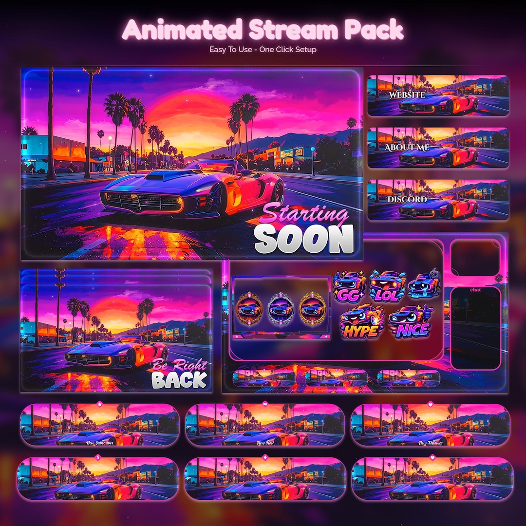 Drive Box Animation Retro Drive Overlay Animated Stream Package: Twitch Overlay, Youtube ...