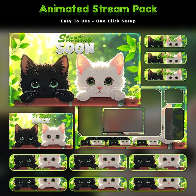 Custom commission overlay screen 13 - animated Twitch stream package by VectorKingStudio