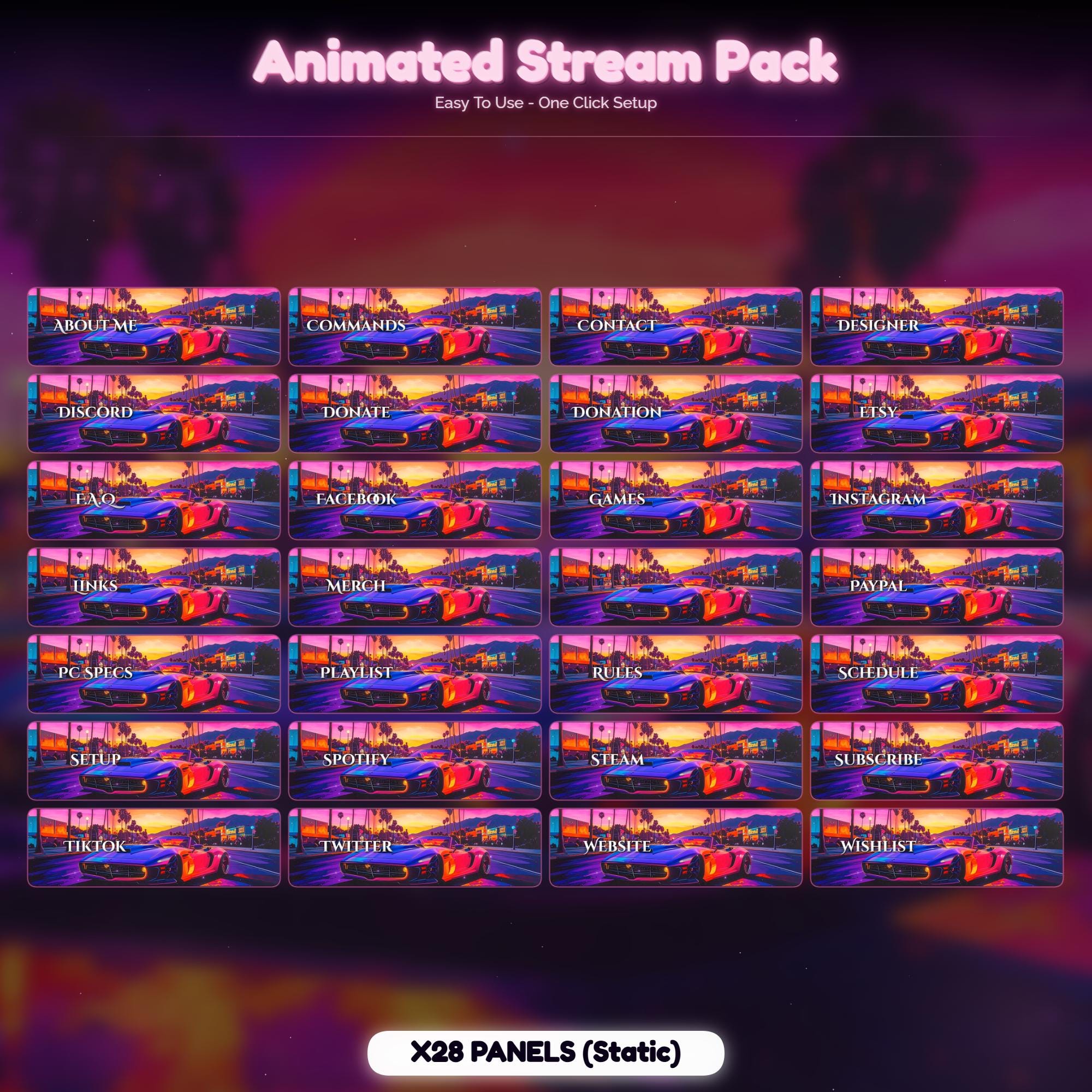Drive Box Animation Retro Drive Overlay Animated Stream Package: Twitch Overlay, Youtube ...