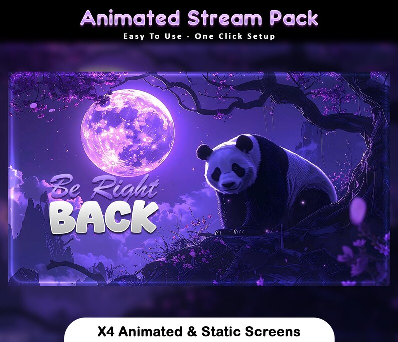 Moonlight Panda Animated Stream Package: for Twitch Overlay, Youtube ...