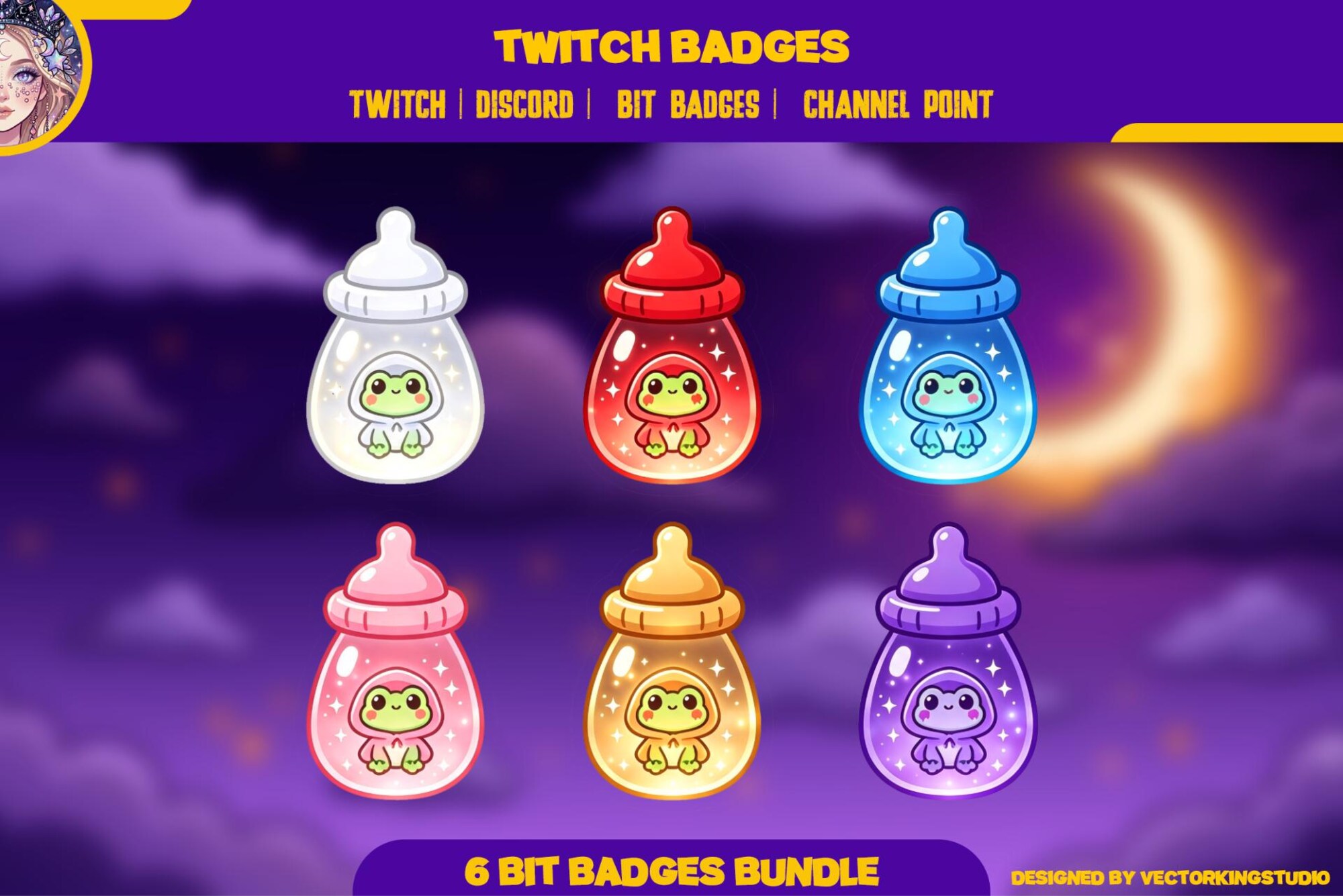 Frog Baby Bottle Twitch Badges, Discord | halloween emotes | Spooky Sub Bits & Channel Point - animated preview