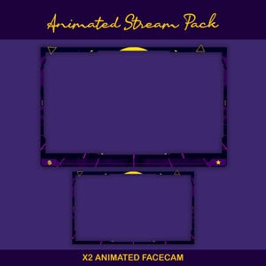 Sunset Synthwave Animated Stream-paket: För Twitch Overlay, YouTube, Kick, Facecam, Alerts, Retro Overlay bild 6