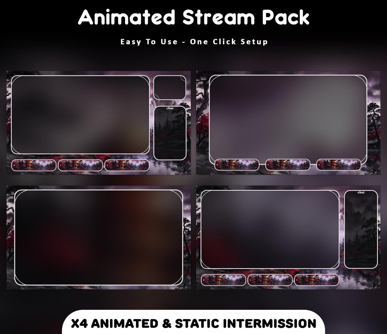 Left Overlay Samurai Moon Animated Stream Package: for Twitch Overlay, Youtube, Kick ...
