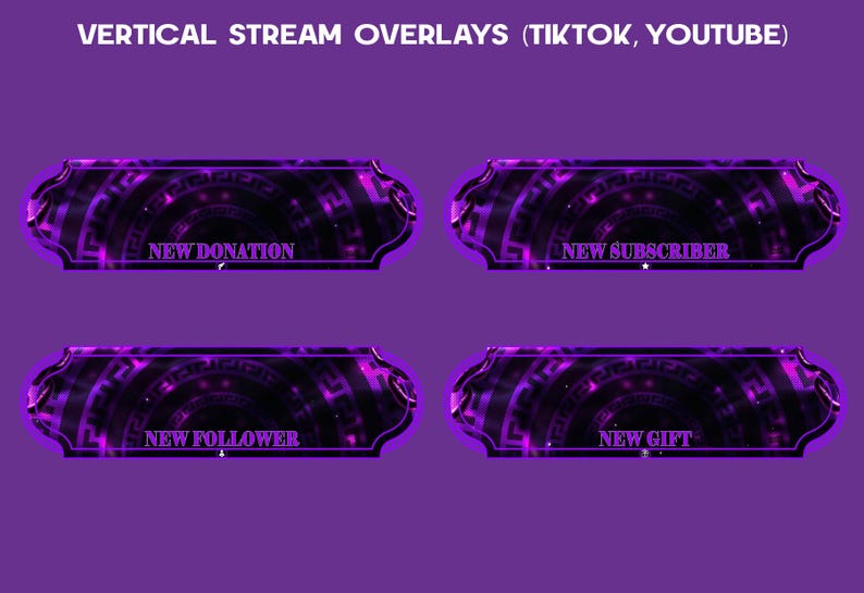 Purple Chains Animated Tiktok Stream Overlay Package, Tiktok Overlays ...
