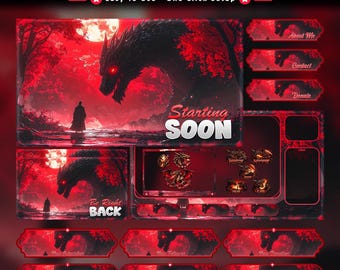 Crimson Dragon Animated Stream Package: For Twitch Overlay, YouTube, Kick | Dragon Overlays