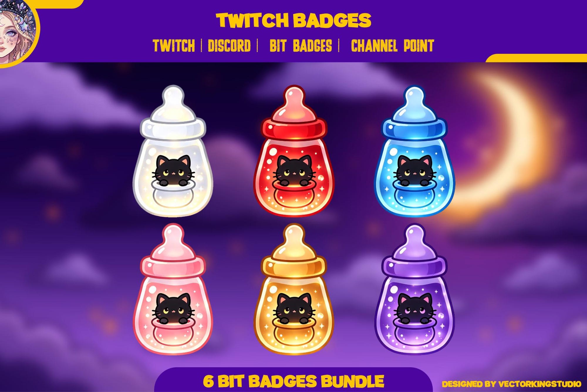 Baby Bottle Cat Badges, Twitch, Discord | halloween emotes | Spooky Sub Bits & Channel Point - animated preview