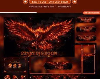 Inferno Phoenix Animated Stream Package: For Twitch Overlay, YouTube, Kick | Gothic twitch overlays