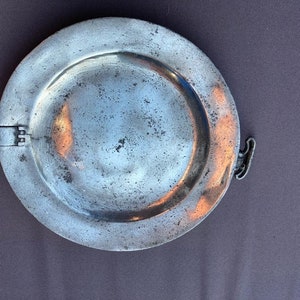 19th Century antique English pewter plate warmer - made in London, England