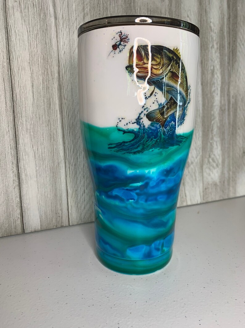 Epoxy Tumbler//Fishing Tumbler//Bass Tumbler//Alcohol Ink Etsy