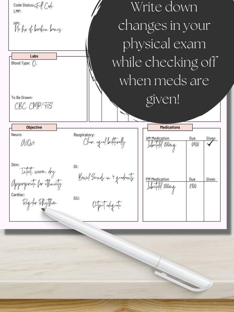 ER Nurse Report Sheet / Digital Download Etsy