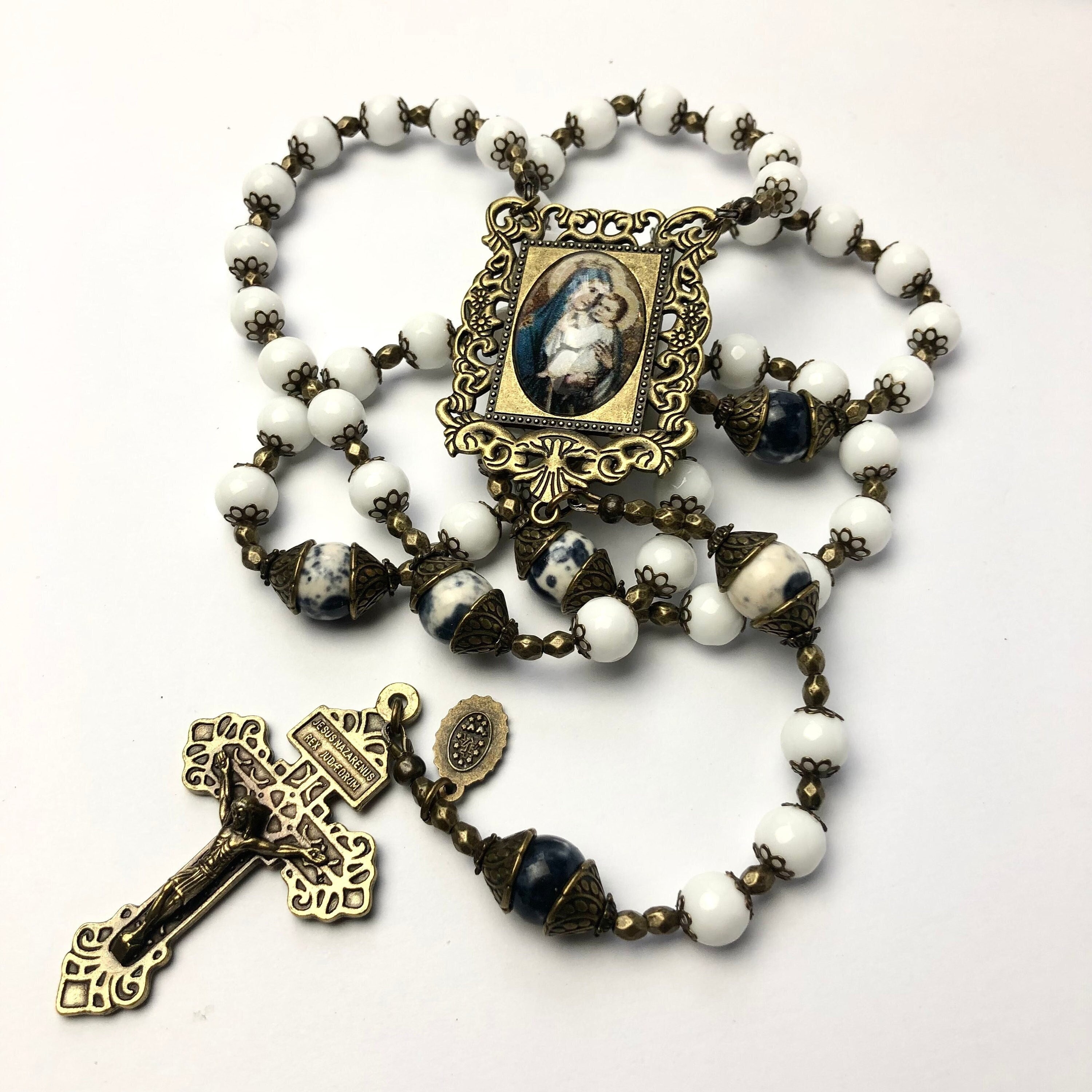 Our Lady of Guadalupe Brass Picture Center Medal Brass Crucifix for rosary  making.