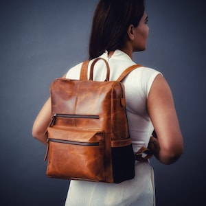 Personalised Gifts For Her | Leather Laptop Backpack | Everyday Use Backpack | Diaper Bag | Leather Backpack | Travel Backpack
