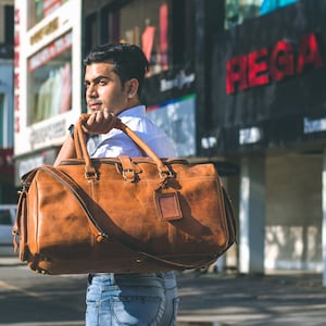 Personalized Leather Duffle Bag|Valentines Mens Gift|Handmade Large Weekender Bag|Groomsmen Gifts|Leather Bag|Vacation Holidays Travel Bag