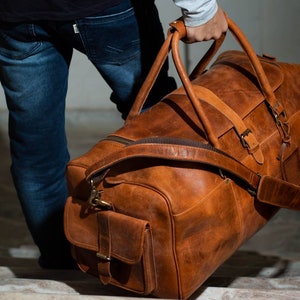Handgefertigte personalisierte Vollnarbenleder Seesack Vintage Wochenende Reisetasche Handgemachte Overnight Bag Brown Leather Weekend Geschenke Für Ihn
