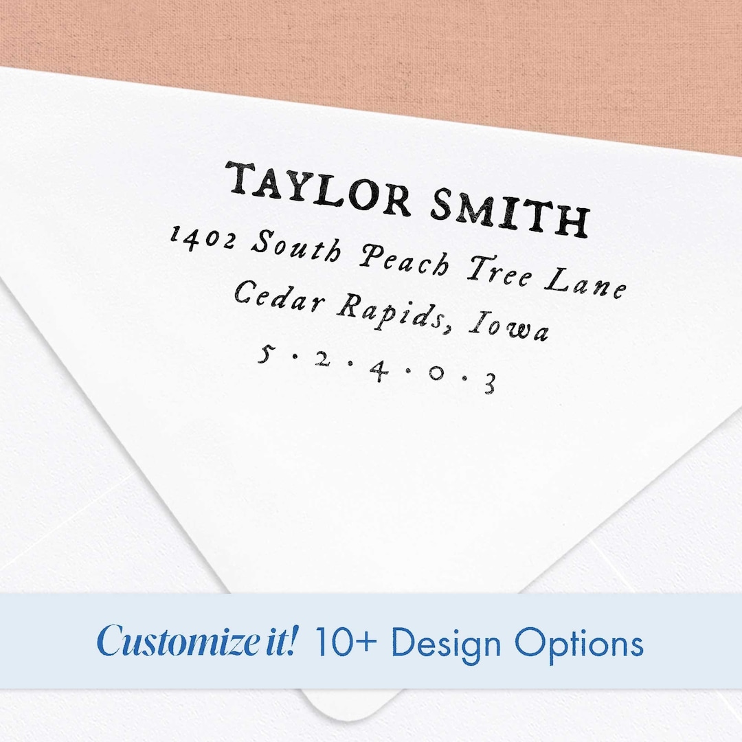 Customizable Script Font Return Address Stamp Typewriter Stamp Custom Return Address Stamp Self Inking Rustic Address ...