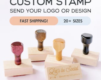 LARGE Custom Stamp 3" 4" 5" 6" 7" 8" 11" Self Inking or Wooden Mount Business Logo Stamp Custom Rubber Stamp