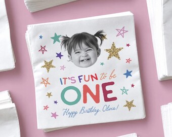 Custom Birthday Party Napkins Personalized Fun to Be One Decor Birthday Girl Napkins Dessert Table Cake Decor Girly First Bday Theme Idea