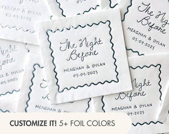 Personalized Rehearsal Dinner Cocktail Napkin The Night Before Wedding Whimsical One Day Away Napkin Pasta Party Wedding Decor Napkin