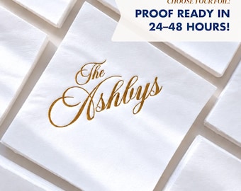 Last Name Napkin Script Personalized Cocktail Wedding Napkins Chic Rehearsal Dinner Favors Custom Drink Cover Disposable Soft Thick Napkins