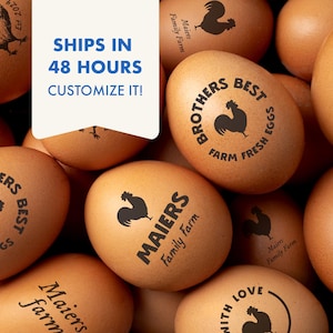 Personalized Chicken Egg Stamp Fluffy Butt Hut Custom Rubber Stamp Logo for Family Farm Ranch Duck Egg Carton Branding Custom Farm Egg Stamp