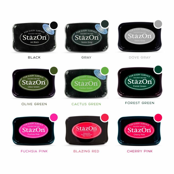 StazOn Ink Pad Choose Your Color(s) Ink Pad for Stamp Ink for Scrapbooking Archival and Acid Free Quick Drying Solvent Ink