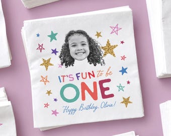 Custom Birthday Party Napkins Personalized Fun to Be One Decor Birthday Girl Napkins Dessert Table Cake Decor Girly First Bday Theme Idea