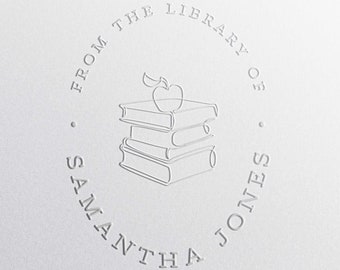 Book Embosser From The Library Of Stamp Personalized Apple Book Stamp Library Embosser Rubber Stamp Self Inking Stamp or Embosser
